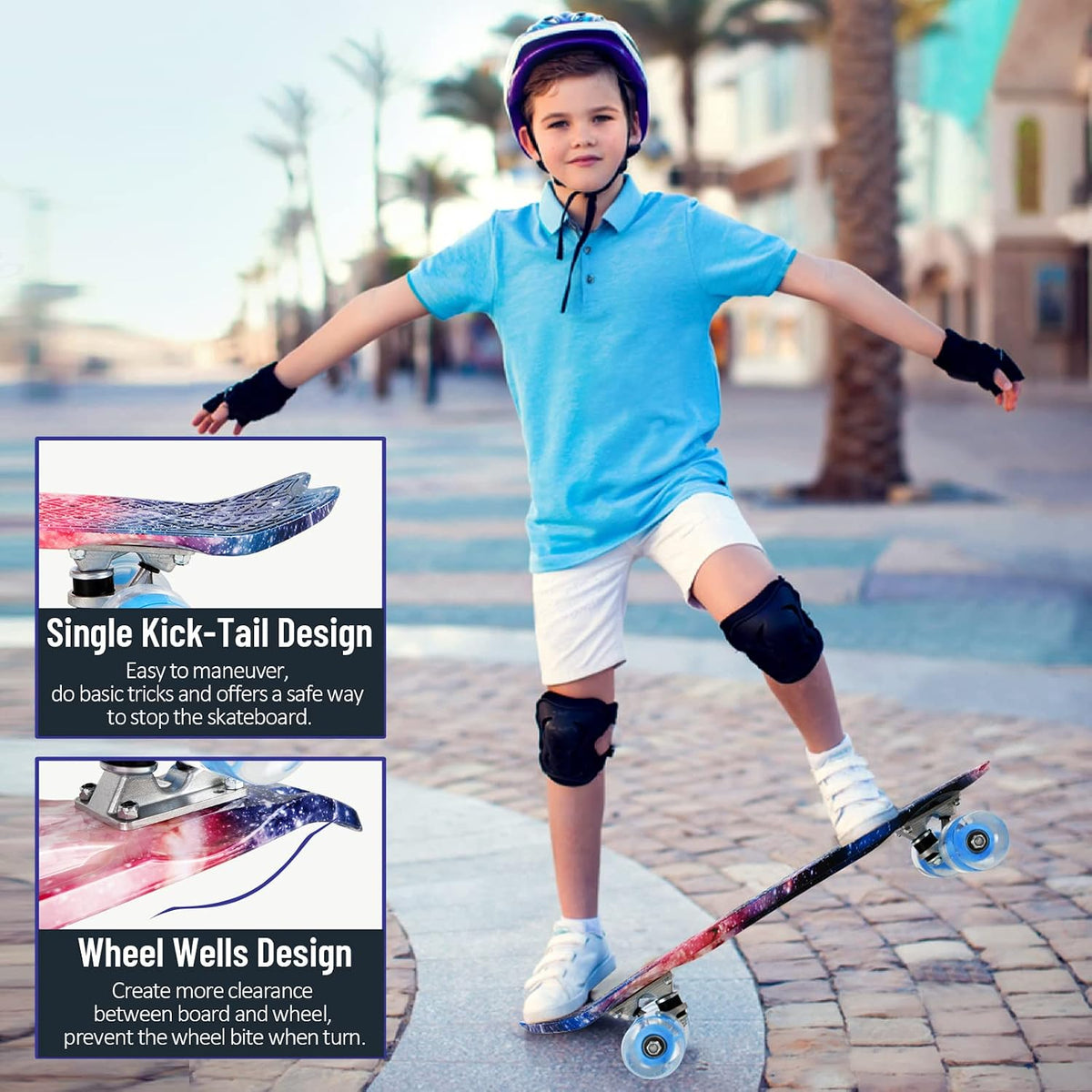 BELEEV 22 inch Skateboards for Kids - Galaxy Blue - image 4