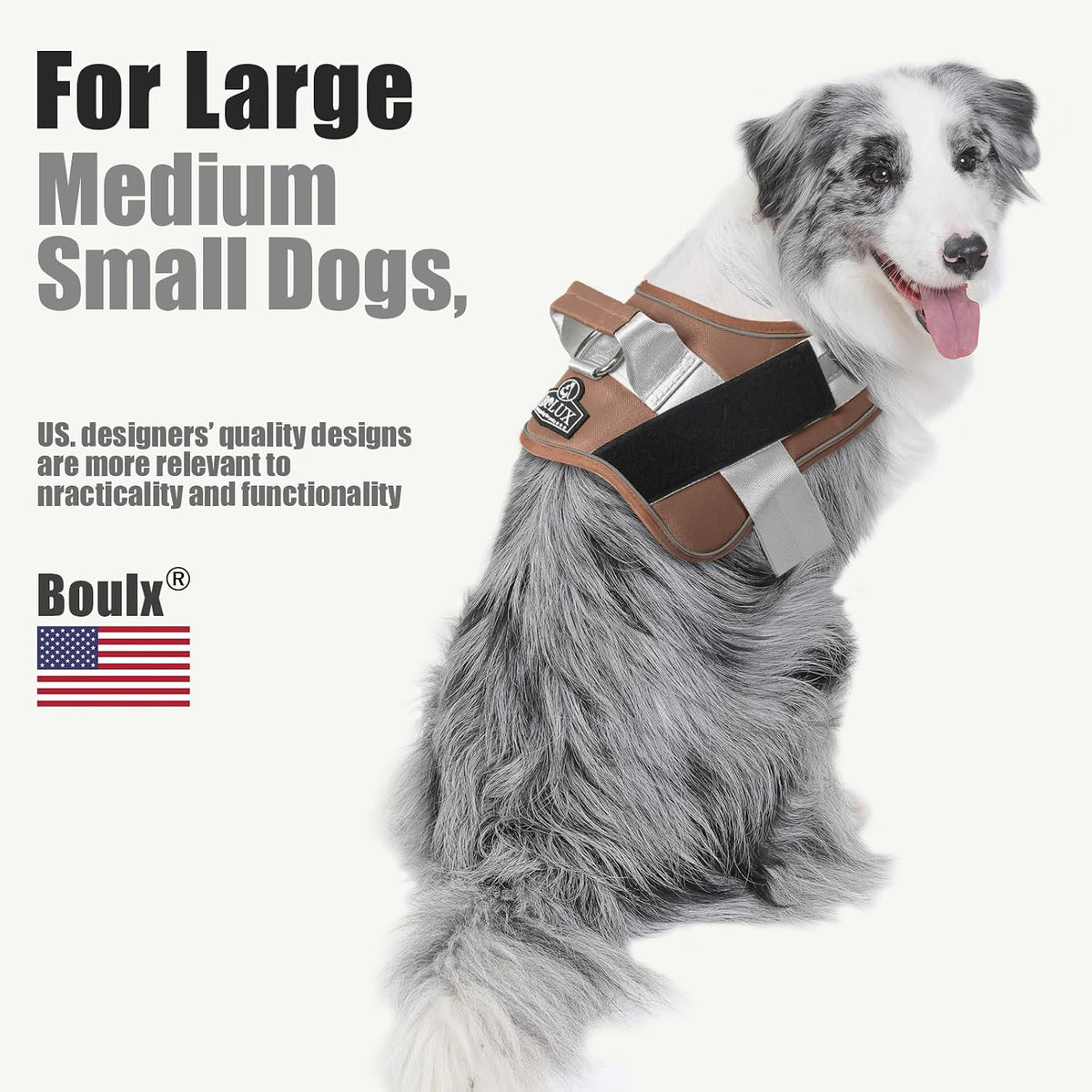 Bolux Dog Harness, No-Pull Reflective Dog Vest - Small (Pack of 1) / Brown - image 4