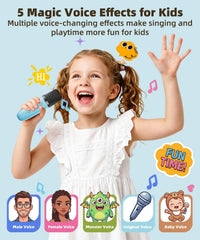 Mini Kids Karaoke Machine Ages 3-12 - Blue - 2 Mics - image 2