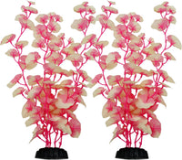 16 Inch Silk Aquarium Fish Tank Plant Betta Fish Tank Decor - White-Pink