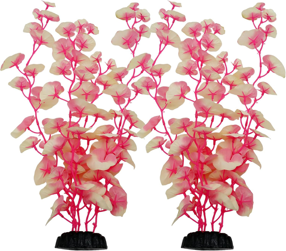 16 Inch Silk Aquarium Fish Tank Plant Betta Fish Tank Decor - White-Pink