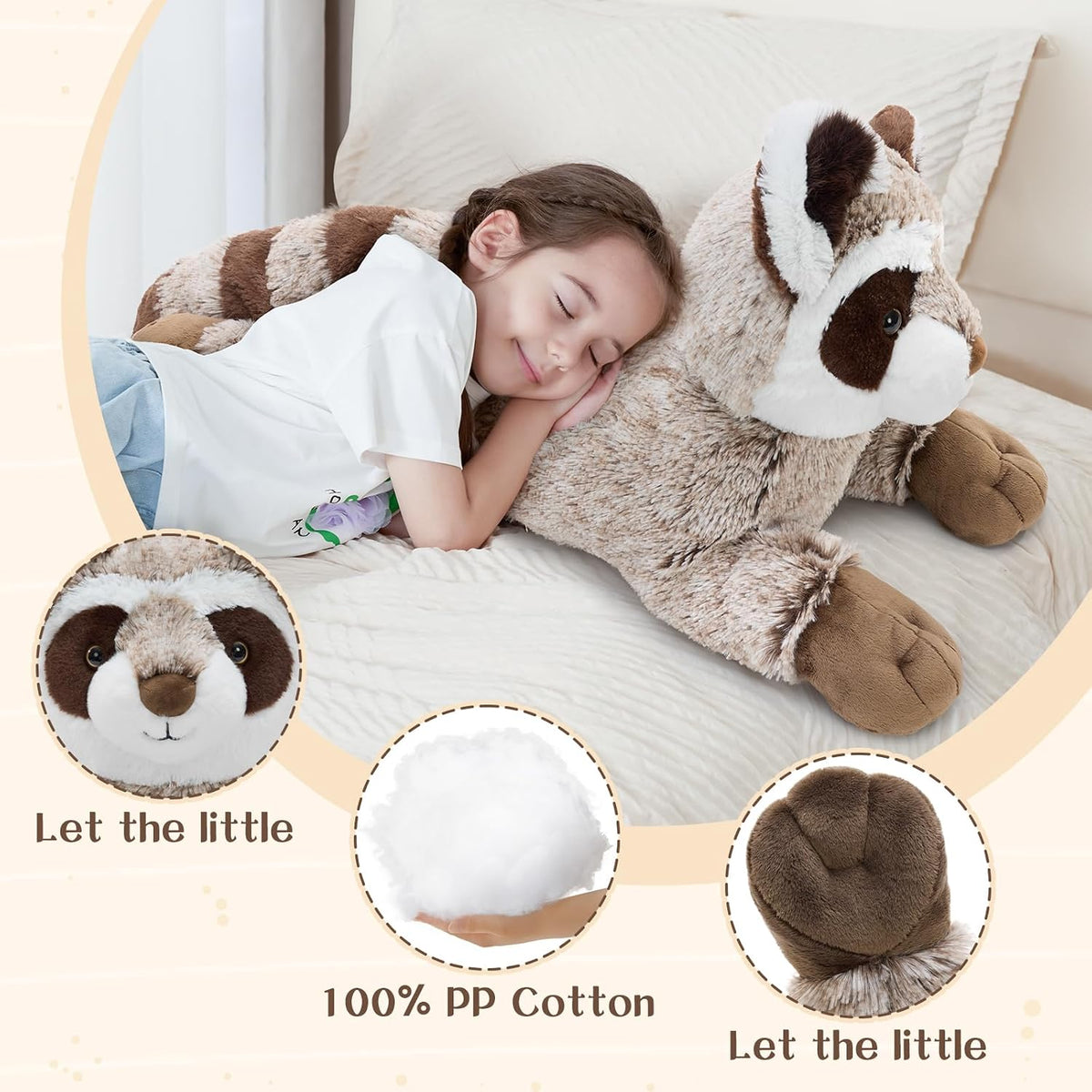 BENINY 31 Inch Giant Bunny Stuffed Animal - Raccoon_brown 30in - image 2