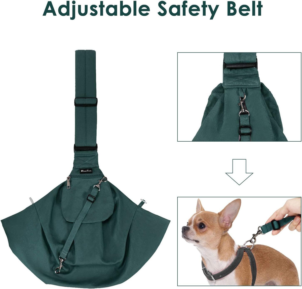 SlowTon Dog Carrier Sling - J-Green Cotton Fabric / For Pets 6-12lbs - image 3