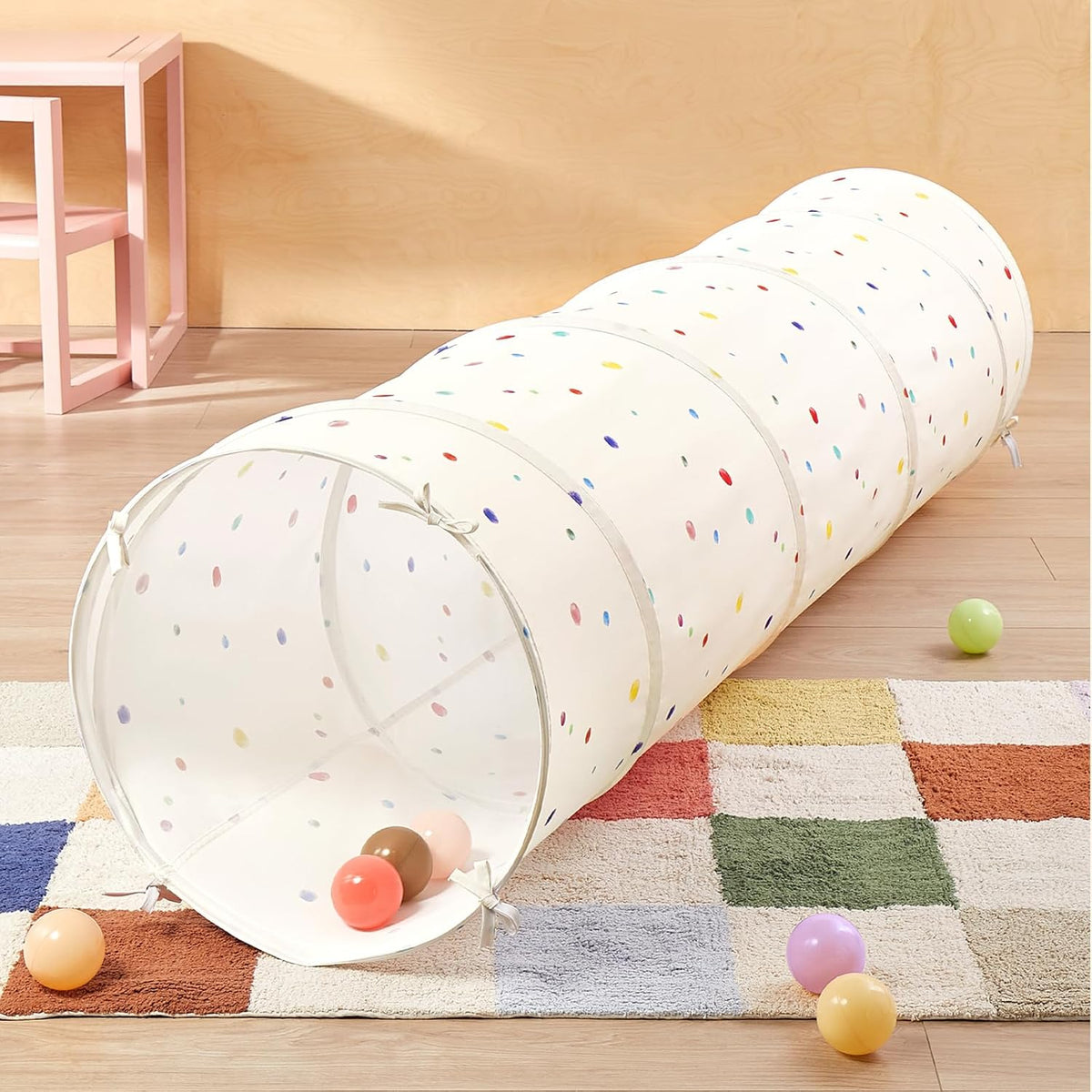 Tiny Land Kids Tunnel Toys with Storage Bag for Toddlers – Fun for Kids & Family - Colorful Polka Dots
