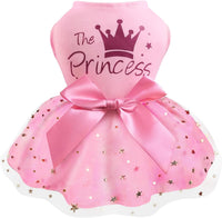 Idepet princess dog dress with bowknot in cotton and lace mesh for small dogs and cats