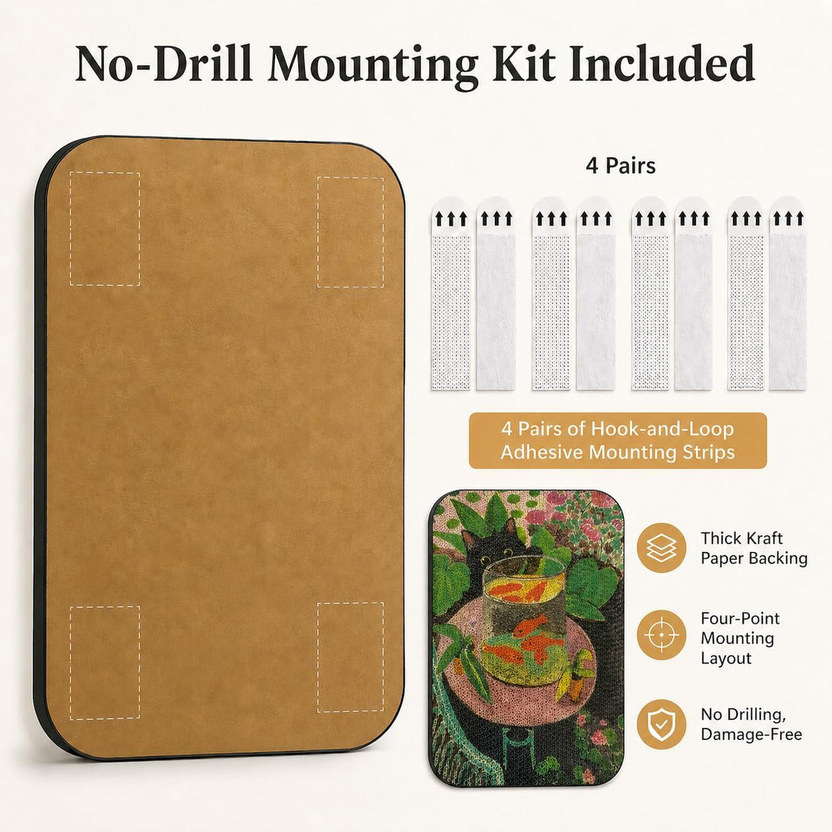 Cat Wall Scratcher, Art Cat Scratching Board for Indoor Cats – Essentials for Cats - Goldfish - image 4