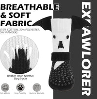 EXPAWLORER Halloween Anti Slip Dog Socks to Prevent Licking Paws, Boots & Paw Protectors with Grippers,Doggie Booties for Hardwood Floors for Small Medium Large Senior Dogs Costume White Ghost Wings S