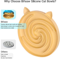 Slow Feeder Cat Bowl, Easy to Clean Silicone Bowl - Yellow and Blue - image 2
