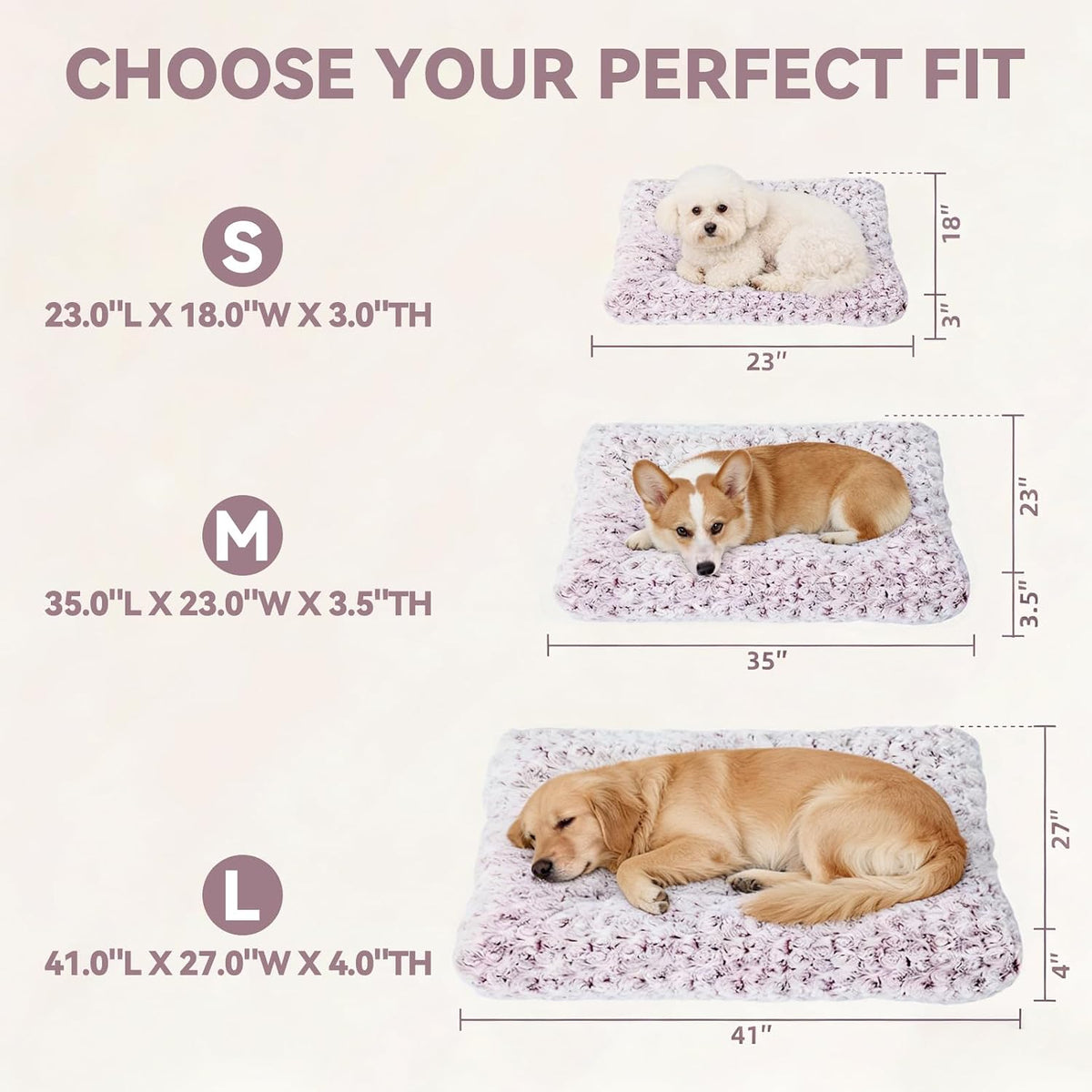 Large Dog Crate Bed Mat, Washable Plush Pad for Large Breeds – Essentials for Dogs - Purple / 23.0" L x 18.0" W x 3.0" Th - image 2