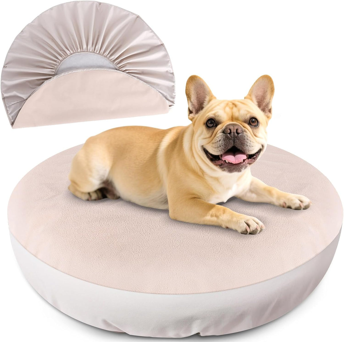 Dog Bed Covers Replacement Washable for Round & Donut Dog Bed 100% - Beige-36" x 36" x 10"