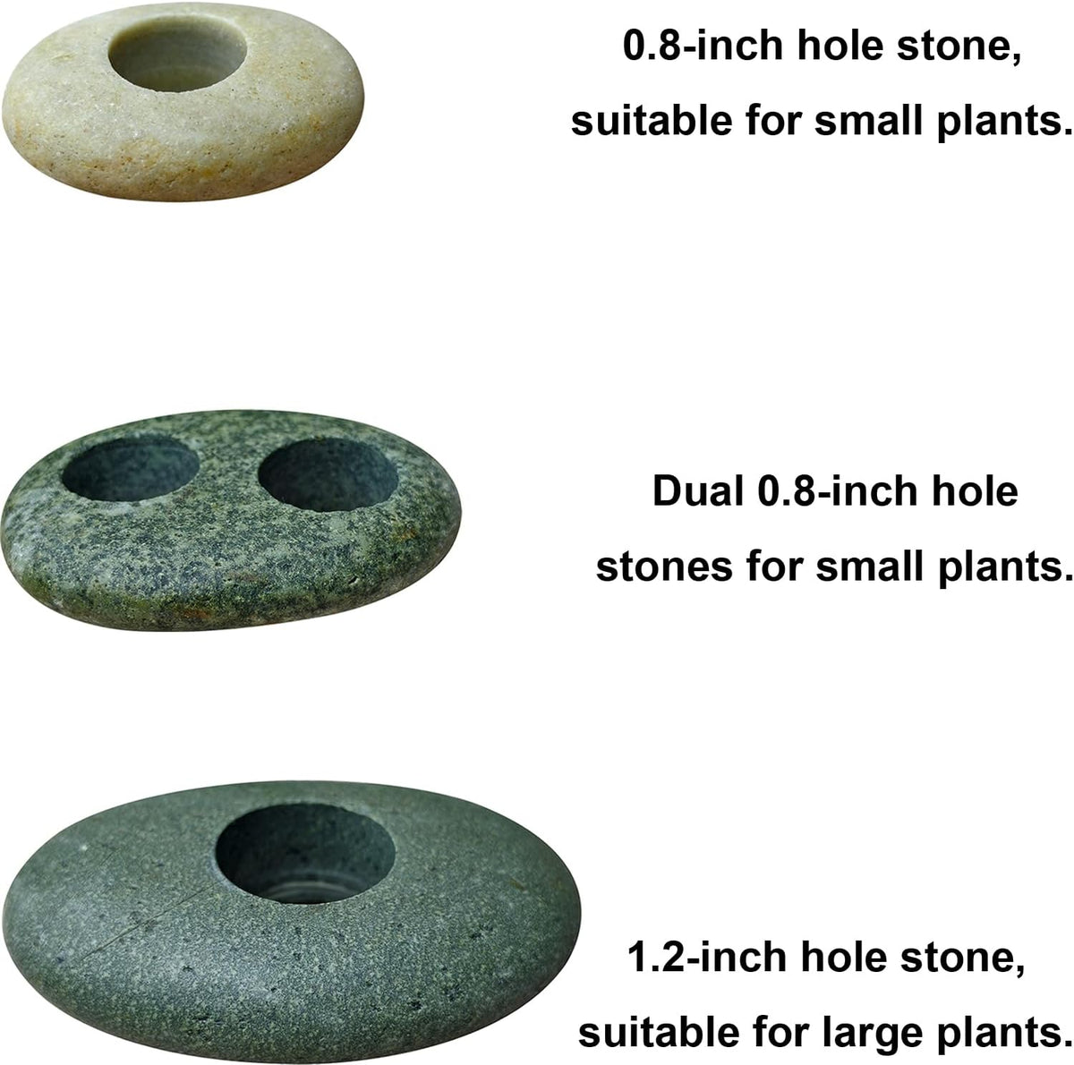 Natural River Stone Plant Weights for Aquarium - Small 0.8″ Hole 6pcs - image 3
