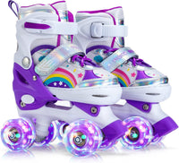 SHDSL pink rainbow light up adjustable roller skates for girls - view 5