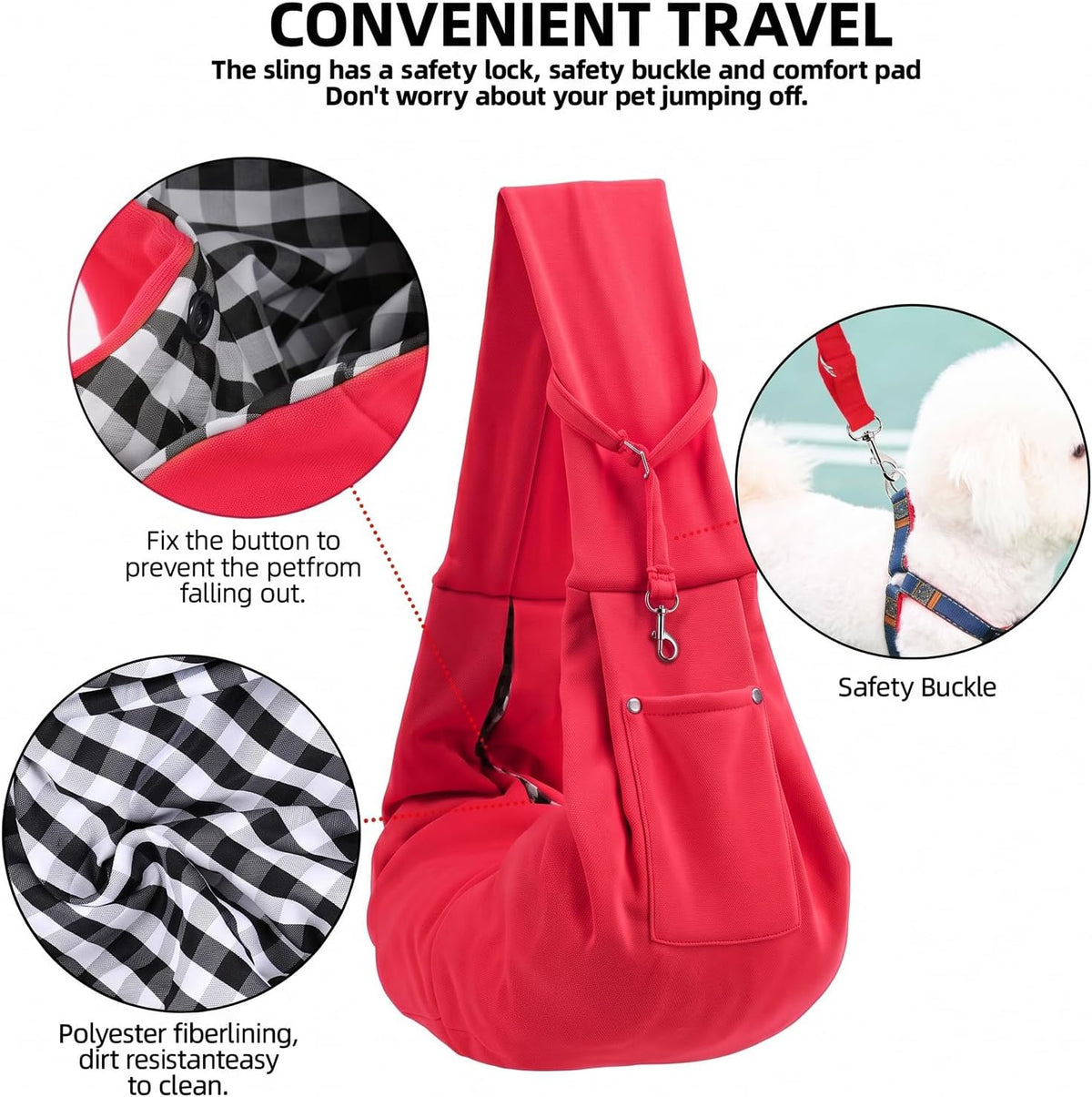ARZQUT Dog and Cats Carrier Sling - Red - image 4