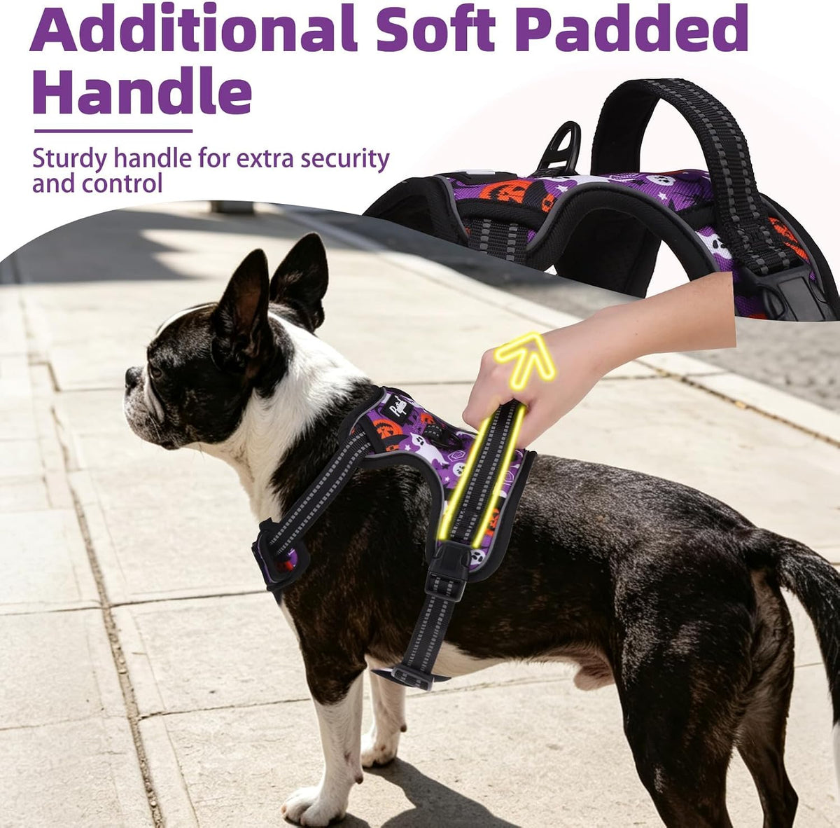 PUPTECK No Pull Halloween Dog Harness for Large - Purple(Halloween) / Large / Harness Only - image 2