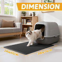 Pieviev Cat Litter Mat, Double-Layer Waterproof Litter Trap - Black / 30x24 Inch - image 2