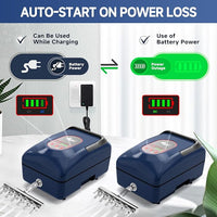 AQQA Aquarium Air Pump,AC/DC Battery Air Pump for Pond Fish Tank,9 Gear Adjustable Air Volume,IPX6 Waterproof Rechargeable Bubbler Aerator for Outdoor Fishing Breed Aquatics (20W)
