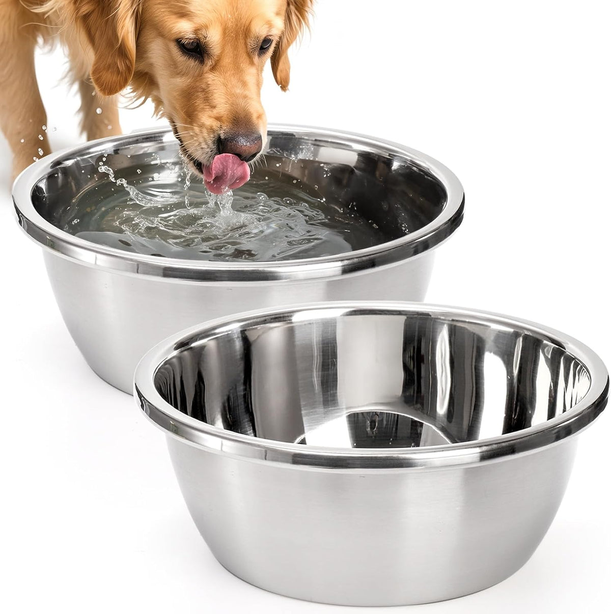 2 Pack Large Dog Bowls, Stainless Steel