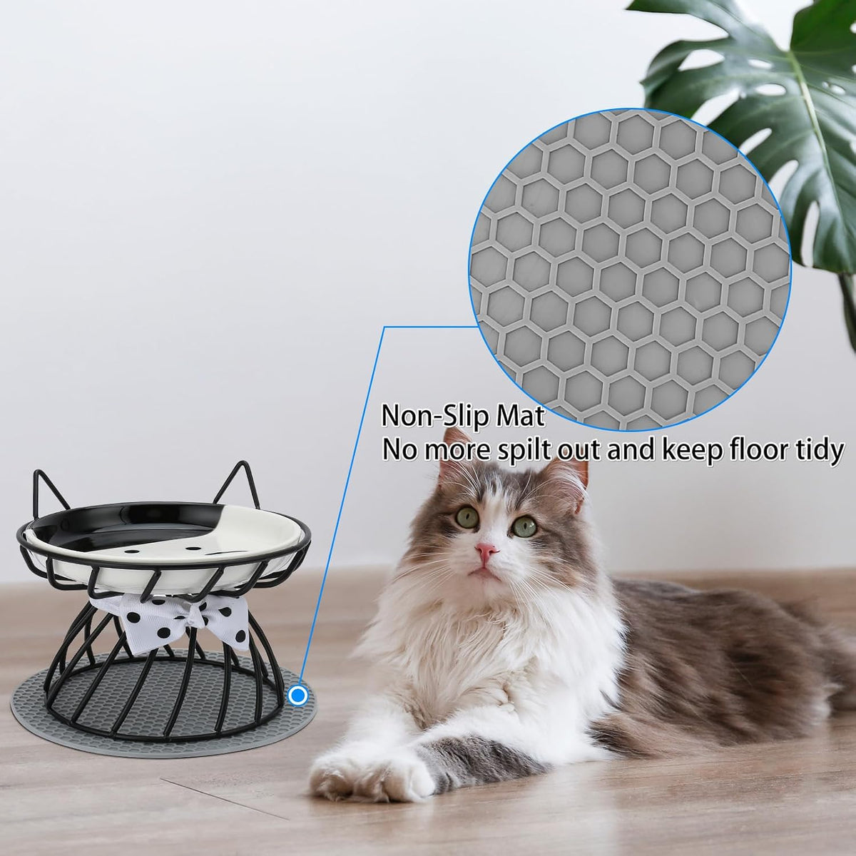 Set of 4 Elevated Ceramic Cat Bowls, Assorted Colors – Essentials for Cats - Black - image 3