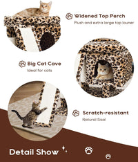 SYANDLVY Gothic Cat Tree with Coffin Bed for Indoor Cats - Leopard Print - image 4