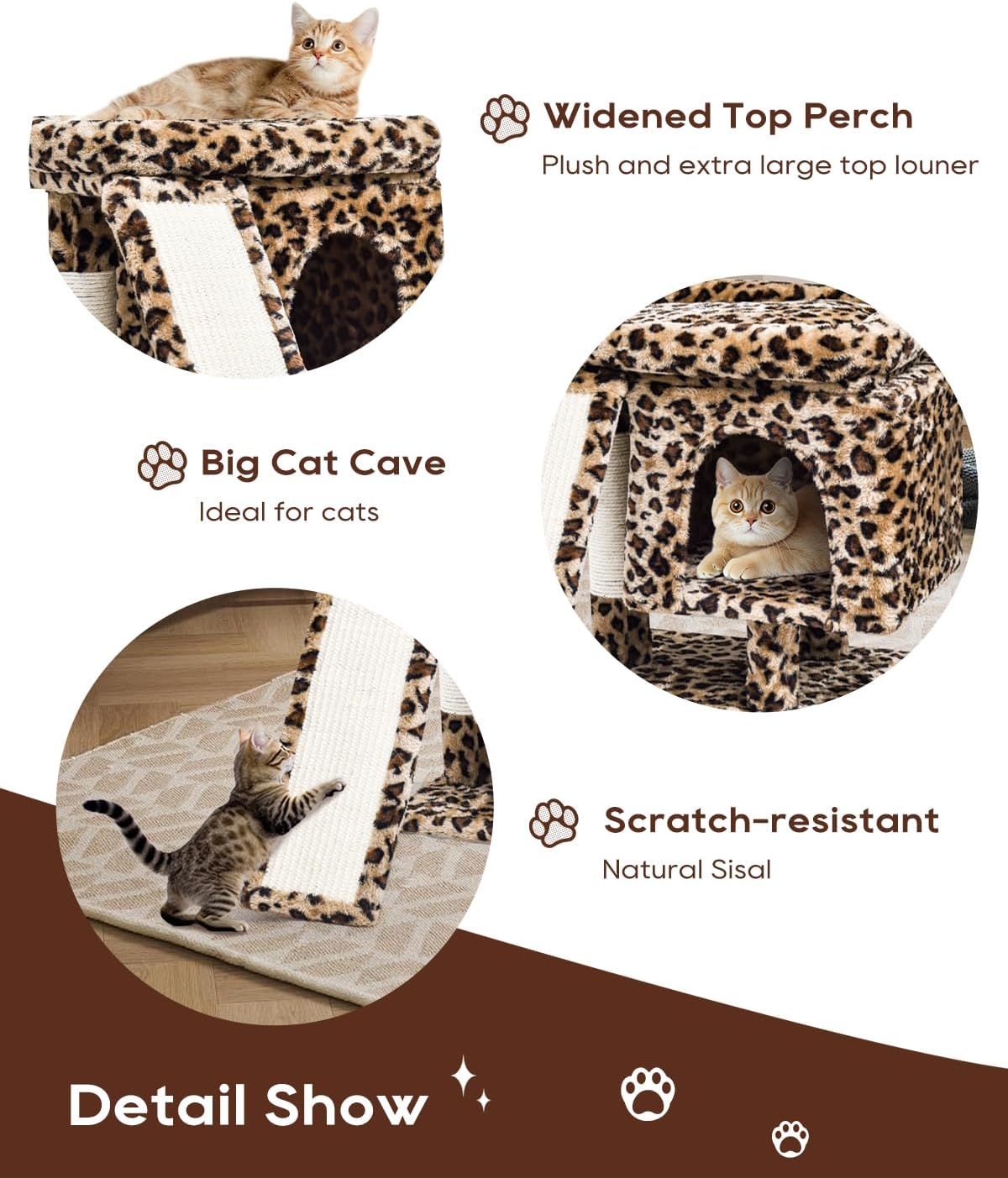 SYANDLVY Gothic Cat Tree with Coffin Bed for Indoor Cats - Leopard Print - image 4