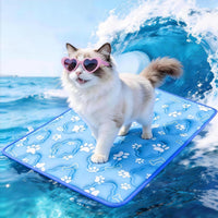 Dog Cooling Mat, Extra Large Cooling Dog Bed Mat for Indoor & Outdoor, Q-Max>0.5, Machine Washable - Blue / Small