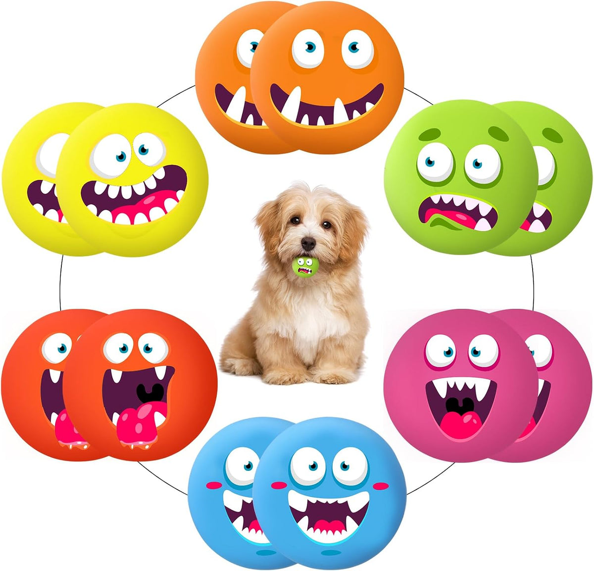 Hungdao 12 Pcs Squeaky Dog Toys, Small Dog Ball Bulk - Novelty