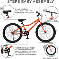 AVASTA Bilbo 18 20 24 Inch Kids Bike for Boys Girls Youth 5-14 Years - Orange / 24 Inch with Kickstand - image 3