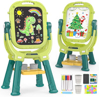 Kids Easel for Toddler Age 3 4 5 Magnetic Double-Sided Drawing Board - Green