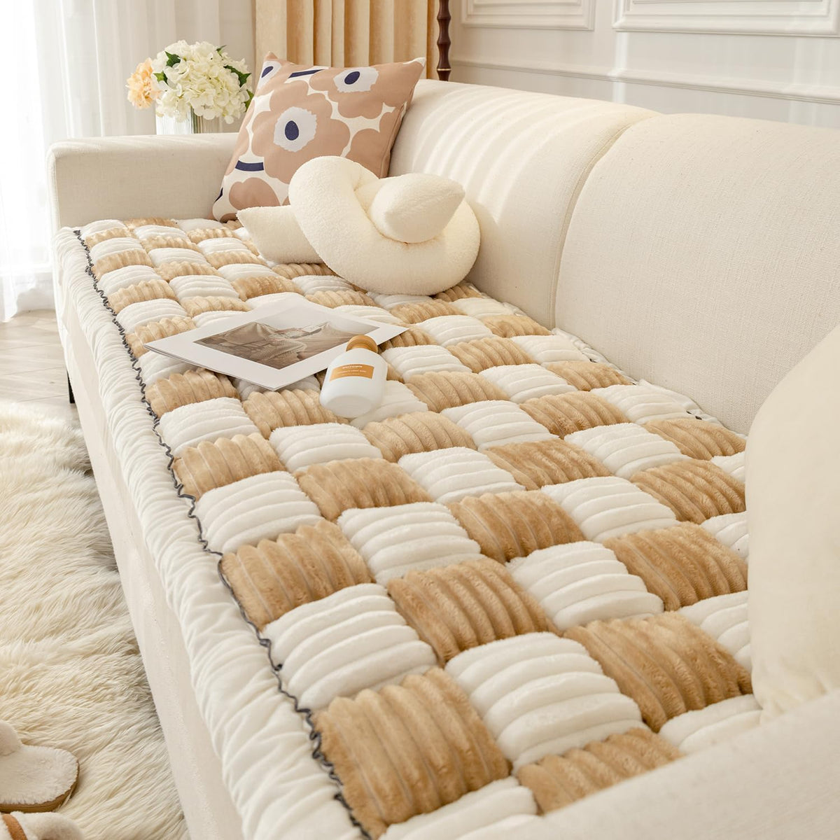 Dog Couch Cover Protector - 27x82inch / Light Coffee - image 4