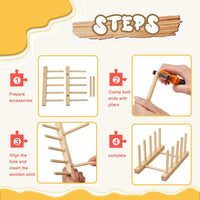 Barydat 2 piece natural wood puzzle rack organizer holding jigsaw puzzle boxes upright - view 8