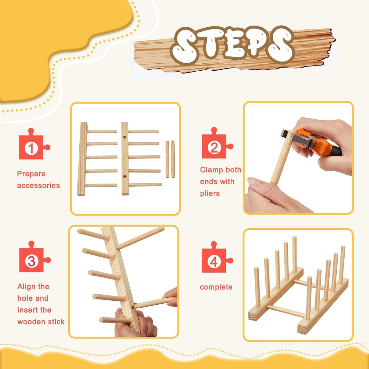 Barydat 2 piece natural wood puzzle rack organizer holding jigsaw puzzle boxes upright - view 8