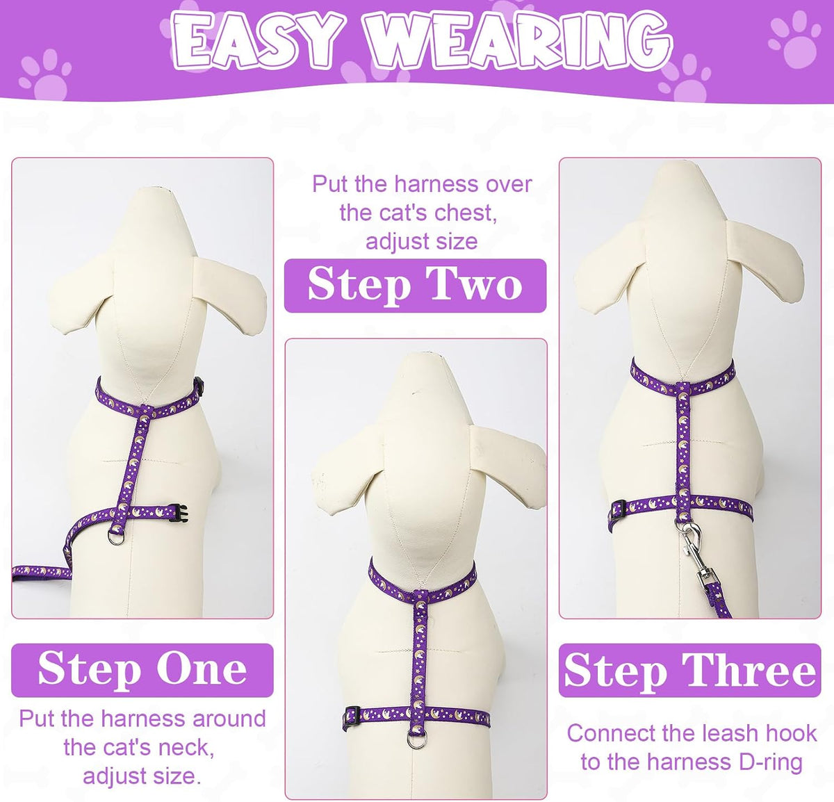 2 Pack Cat Harness and Leash with Collar Set - Multicolor - image 4
