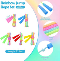 Elcoho kids rainbow jump rope set, 10 adjustable 7.2 foot nylon ropes with plastic handles - view 4