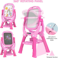 Kids Easel for Toddler Age 3 4 5 Magnetic Double-Sided Drawing Board - Light Pink - image 3