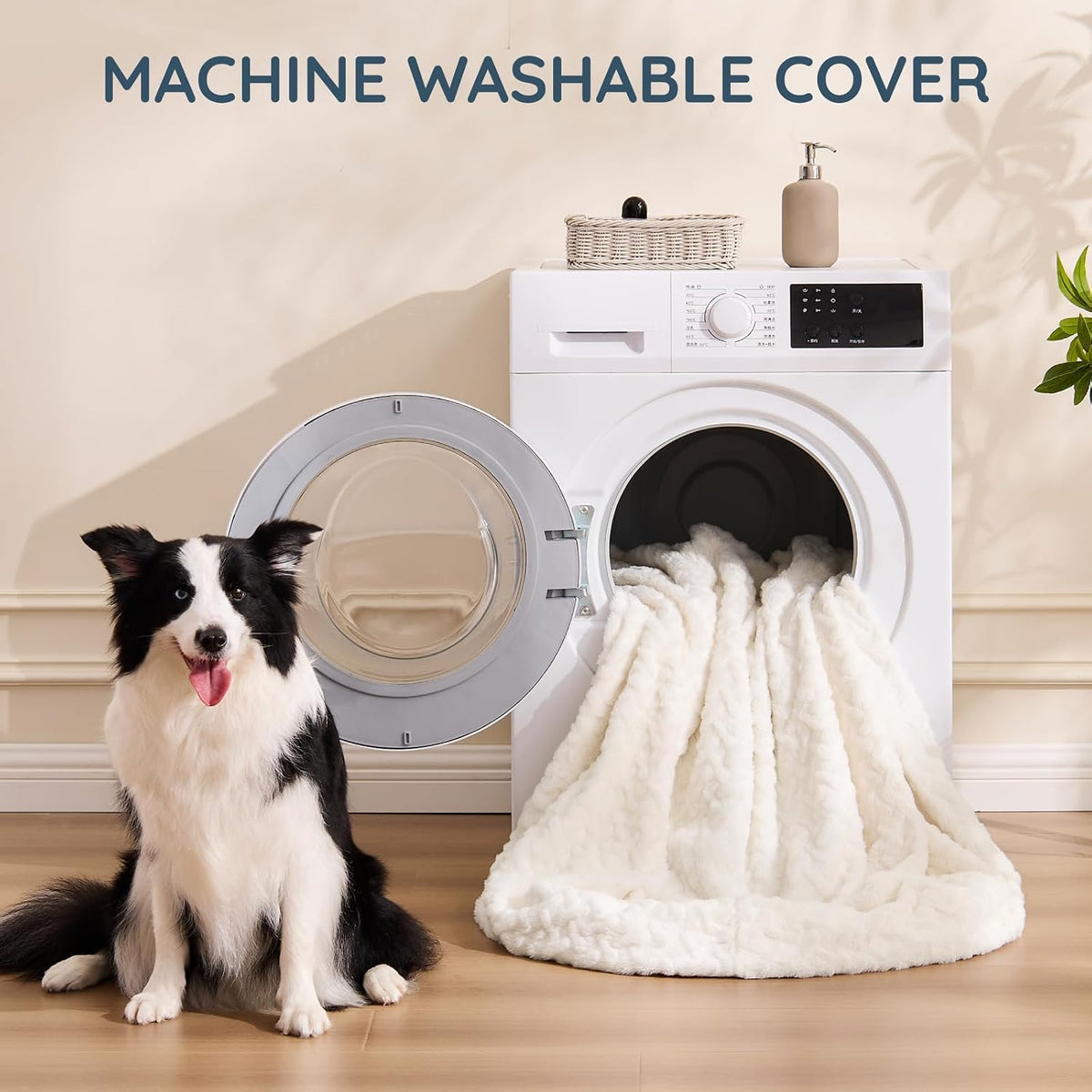 Orthopedic Human Dog Bed, with Faux Fur Washable Cover, Blanket - White / Cover (72x40x10) - image 3