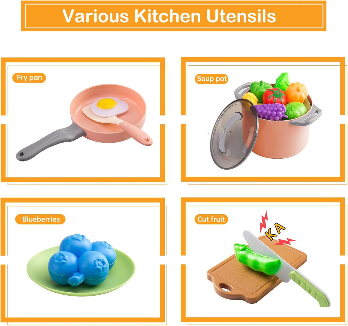 35Pcs Kids Kitchen Toy Accessories - Pink / 35Pcs - image 4