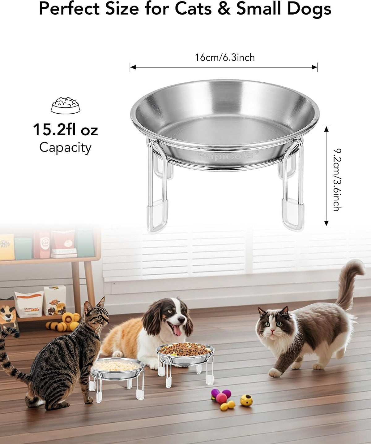 Elevated cat Bowl 2PC, 6.3" Wide Raised Cat Bowl – Essentials for Cats - 4PC - image 4