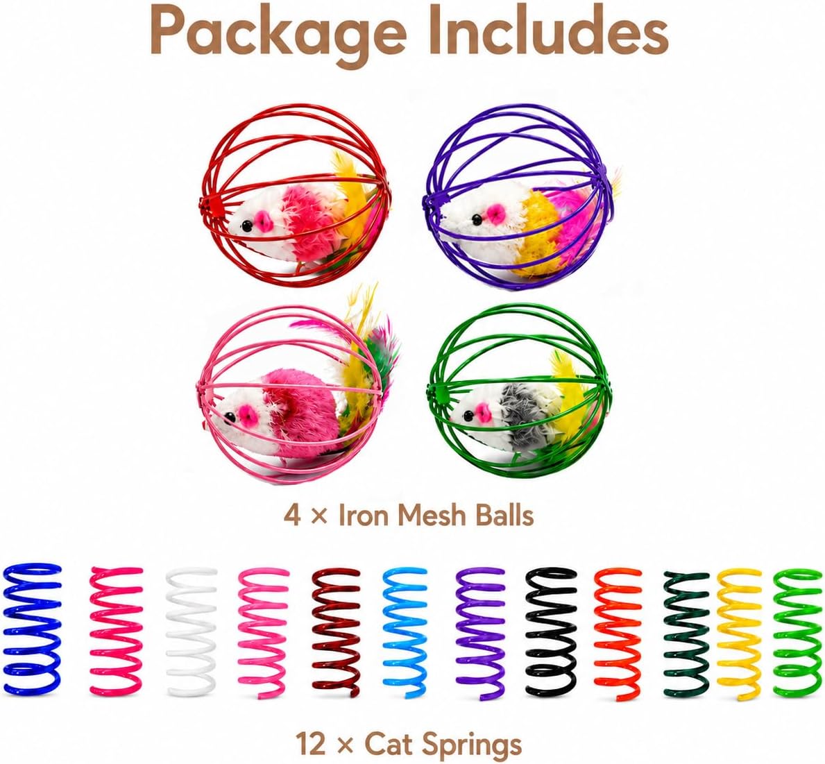 Cat Toys for Indoor Cats, 20 Packs Cat Toys Balls – Essentials for Cats - Mouse Balls 16Pcs - image 2