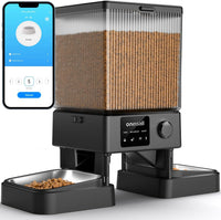 oneisall Automatic Cat Feeder for 2 Cats Pets - Black / Wi-Fi