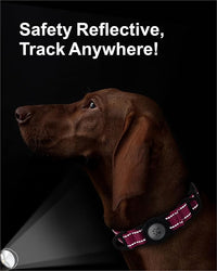 TagME Airtag Dog Collar,Waterproof Reflective Pet Collar with Airtag Holder,Soft Padded and Double D-Rings for Large Dogs,Hot Pink