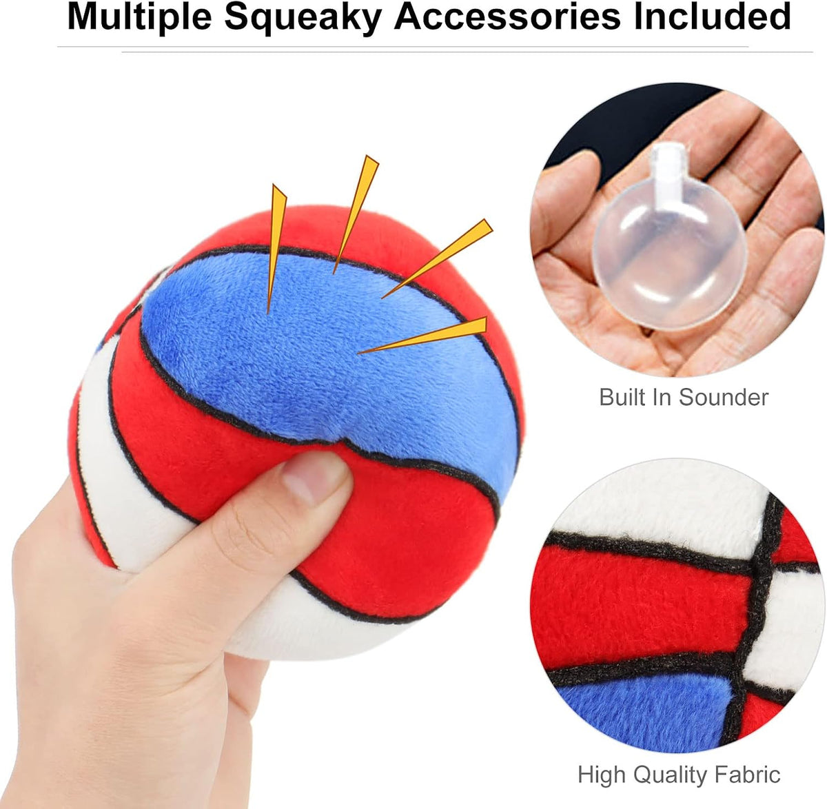 Dog Toys Balls, Chewable Plush Football for Dogs, Soft Pet Ball - Basketball - image 2