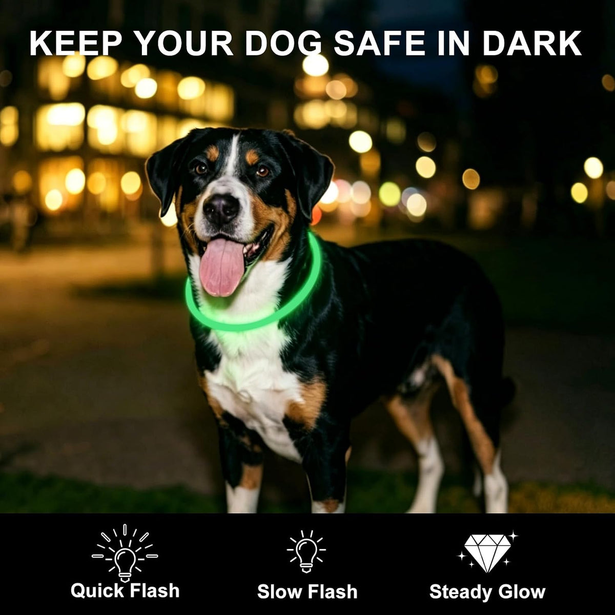 2-Pack LED Dog Collar, Light Up Dog Collars - Green&Blue - image 2