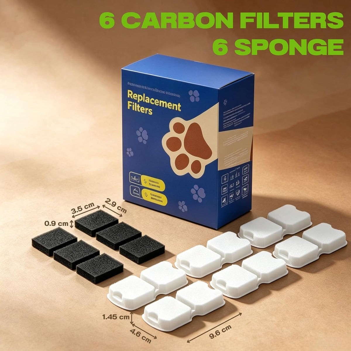 Official 12 Pcs Replacement Automatic Cat Water Fountain Filters – Essentials for Cats - Replacement Filters-6+6 - image 2