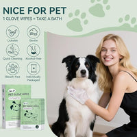 WLP Cleaning & Deodorizing Glove Bath Wipes for Dogs and Cats, Hypoallergenic Nourish Fur Aloe Extract Jojoba Oil Pet Grooming Wipes for Daily and Travel (24 PCS)