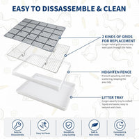 FHTONGE Extra Large Rabbit Litter Box Training Tray with Large Steel - 22x18x3"(58x46x9cm) / 0.6" Stee Grids + 0.4" PP Grids - image 3