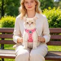 Cat Harness and Leash Set, Escape Proof and Adjustable - Strawberries Pink / M (Chest: 12 - 19") - image 4