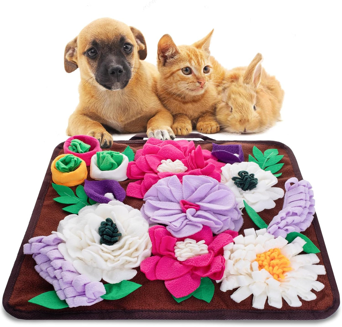 Snuffle Mat for Dogs,Dog Feeding Mat Sniff Mat Interactive Dog Puzzle Mat for Training and Stress - coffee