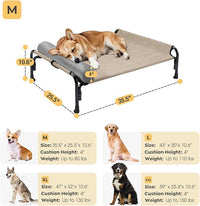 Veehoo Medium Elevated Dog Bed, Outdoor Raised Dog Cot Hammock Bed with One-Sided Removable Headrest Bolster, Cooling Breathable Washable Teslin Mesh, Off Ground, Anti-Slip, M, CWC2204BCP