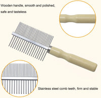 Wooden Handle Grooming Comb for Dogs Cats Pet – Essentials for Cats - Double-Sided Teech Comb - image 4