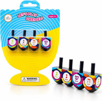 The Dreidel Company multi-colored hand painted wooden dreidels with Hebrew letters, 4-pack - view 3
